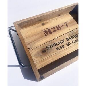 Rustic Wooden Serving Trays w/Metal Handles Cedar Wood Storage Barrel Reclaimed